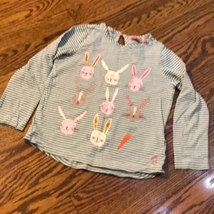 Joules long sleeve rabbit tee, size 5